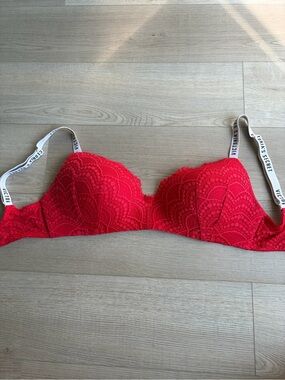 Victoria's Secret Scarlet Lace Demi Bra with Branded Straps
